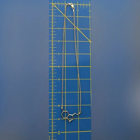 18” Sterling Silver Seratonin Molecule Necklace - Picture 2 of 4